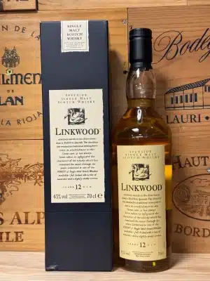 Linkwood 12 Year Old Flora & Fauna – Speyside single malt whisky in 700ml fles met floraal etiket en heldere amberkleur.