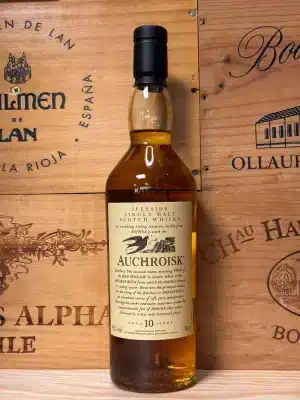 Auchroisk 10 Year Old Flora & Fauna – Speyside single malt whisky in 700ml fles met floraal etiket en heldere amberkleur.