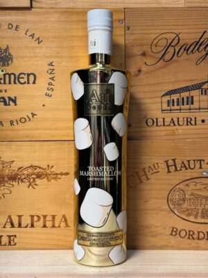 Gouden metallic fles Au Vodka Toasted Marshmallow met gouden accenten, luxe uitstraling en zoete smaak van geroosterde marshmallows en vanille.
