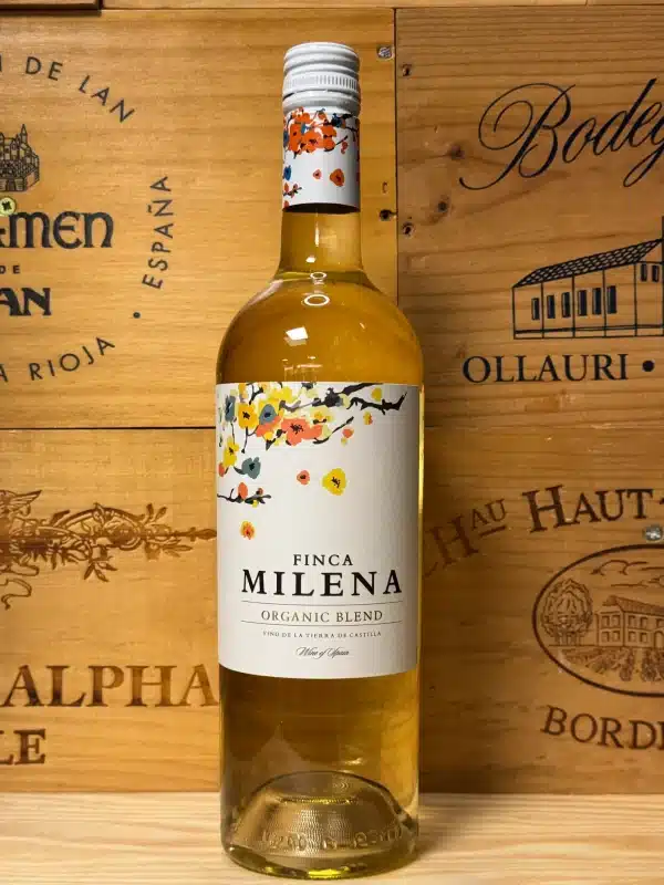 Fles Finca Milena Verdejo – frisse Spaanse witte wijn met citrus, groene appel en een vleugje venkel, uit Castilla-La Mancha.