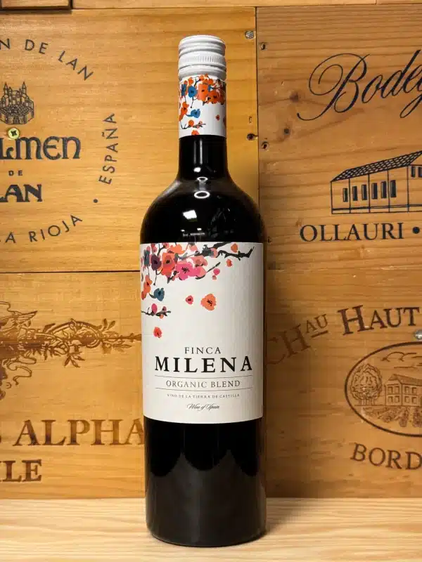 Fles Finca Milena Tempranillo – soepele Spaanse rode wijn met rood fruit en zachte tannines, uit Castilla-La Mancha.