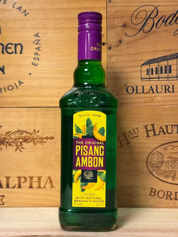 Fles Pisang Ambon The Original – felgroene tropische bananenlikeur, fruitig en ideaal voor cocktails.