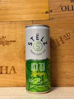 Blikje STËLZ Hard Seltzer Lemon Iced Tea – verfrissende hard seltzer met ijsthee en citroensmaak, 4,5% alcohol, suikervrij en laag in calorieën.