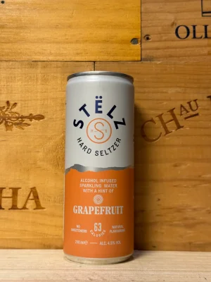 Blikje STËLZ Hard Seltzer Grapefruit – bruisende hard seltzer met frisse grapefruitsmaak, 4,5% alcohol, suikervrij en slechts 63 calorieën per blikje.