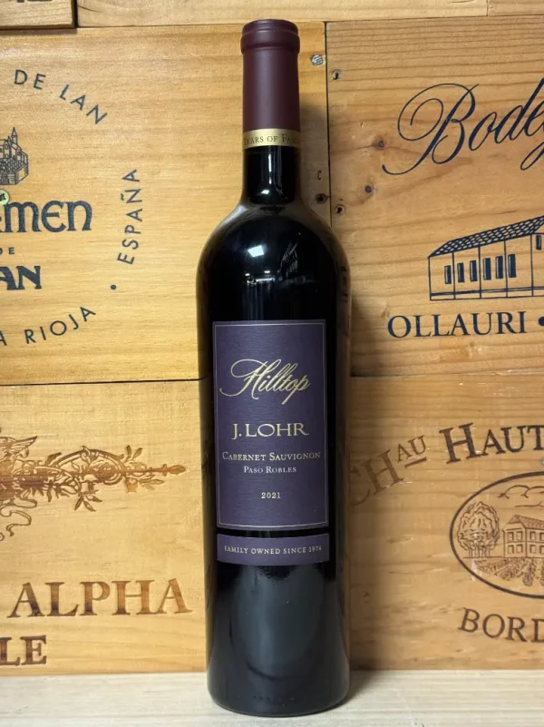 Fles J. Lohr Hilltop Cabernet Sauvignon – volle rode wijn uit Paso Robles met complexe aroma’s en luxe uitstraling.