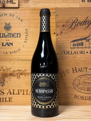 Fles Biscardo Neropasso – krachtige rode wijn uit Veneto met kersen, chocolade en zachte tannines, gemaakt met ingedroogde druiven.