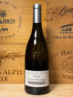 Fles Vallée Blanche Viognier witte wijn uit de Languedoc met tropisch fruit en florale aroma’s