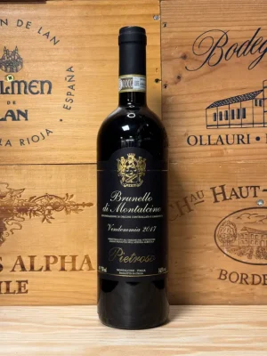 Fles Pietroso Brunello di Montalcino – robijnrode Toscaanse wijn met rijp rood fruit, kruiden en houtinvloeden