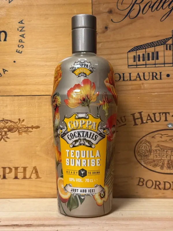 Fles Coppa Cocktails Tequila Sunrise – kleurrijke ready-to-drink cocktail met tequila, sinaasappel en rum, 700 ml