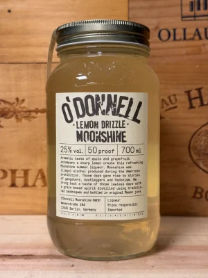Mason Jar O'Donnell Lemon Drizzle – frisse citroenlikeur met zachte zoetheid, 25% alcohol, vegan en glutenvrij