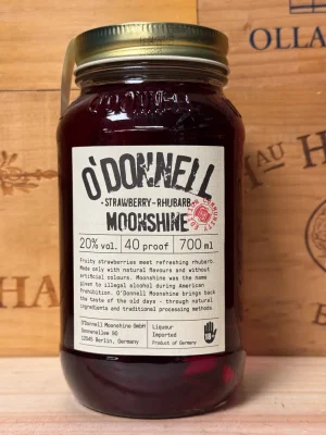 Mason Jar O'Donnell Strawberry-Rhubarb – fruitige aardbei-rabarber likeur, 20% alcohol, vegan en gelimiteerde community-editie