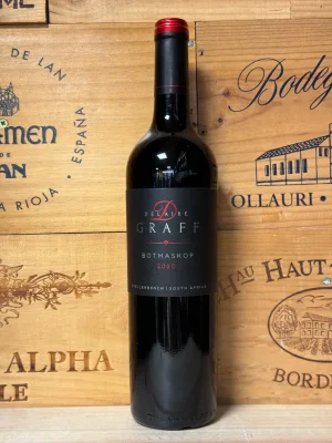 Fles Delaire Graff Botmaskop rode wijn uit Zuid-Afrika, Bordeaux-blend uit Stellenbosch.