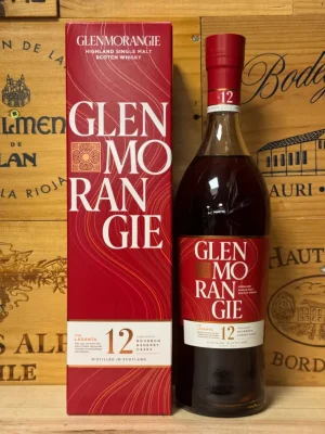 Fles Glenmorangie The Lasanta 12 Years Old – Sherry-gefinishte single malt whisky met tonen van rozijnen, donkere chocolade en kruiden.
