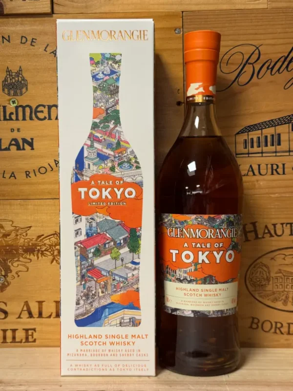 Fles Glenmorangie A Tale of Tokyo – limited edition whisky met Mizunara-eik, sinaasappelzeste, kersen en oosterse kruiden