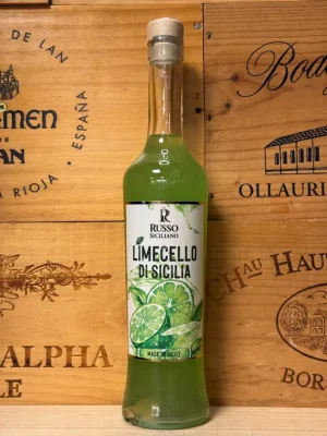 Fles Russo Limecello di Sicilia – frisse lime likeur uit Sicilië met intense limoensmaak en elegante uitstraling