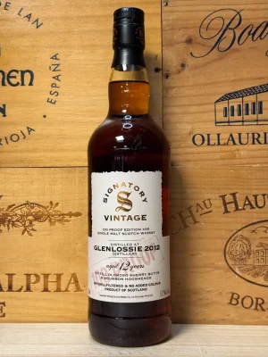 Fles Signatory Vintage Glenlossie 2012 12 jaar 100 proof Edition #35 – rijping in Oloroso sherry en bourbon vaten voor rijke, complexe smaken.