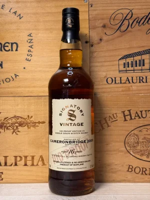 Fles Signatory Vintage Cameronbridge 2009 16 jaar – 100 Proof Edition #3 – 1st & 2nd fill Oloroso sherry butts – 57,1% ABV.