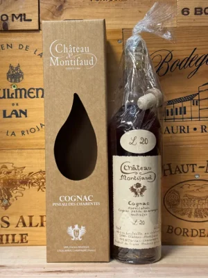 Fles Château Montifaud L20 Cognac – 20 jaar gerijpte Grande Champagne cognac, elegant en verfijnd.