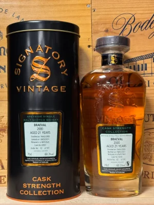 Fles Signatory Vintage Braeval 2000 21 jaar Cask no. 6393 – 60,3%, single cask Speyside whisky