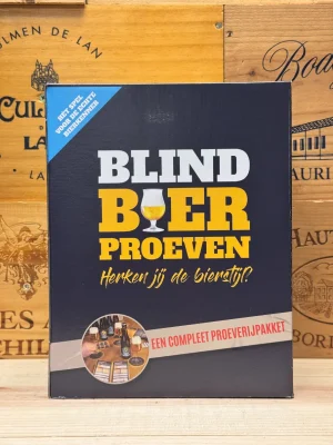 Blind Bier Proeven Pakket met zes bieren, stijlgids, proefformulieren en antwoordenkaart – compleet proeverijcadeau voor bierliefhebbers.