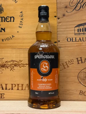Springbank 10 jaar met beschadigde etiketten.