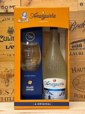 Amarguinha de Amêndoa Amarga geschenkverpakking met glas – Portugese amandellikeur in luxe doos met bijpassend glas.