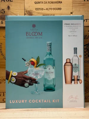 Bloom Gin met Cocktail Pakket in luxe geschenkdoos – inclusief mixers en garnituren, ideaal als cadeau of relatiegeschenk.