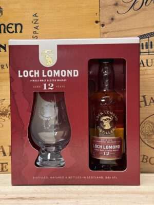 Loch Lomond 12 jaar cadeaupakket met glas – luxe geschenkverpakking met 0,2L single malt whisky en origineel whiskyglas.