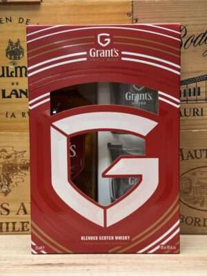 Grant’s geschenkverpakking met 2 glazen – luxe whiskyset met Grant’s Triple Wood 0,7L in elegante doos, ideaal als cadeau.