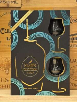 Frapin Cognac VSOP geschenkverpakking met twee glazen in luxe gouden doos – elegante Franse cognac uit de Grande Champagne.