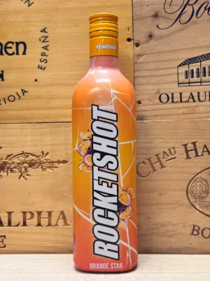 Fles Rocketshot Orange Star frisse citrus shotlikeur met sinaasappel.