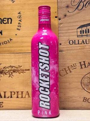 Fles Rocketshot Pink fruitige roze shotlikeur.