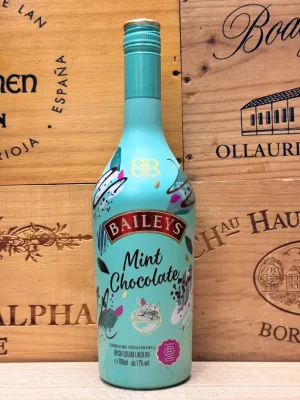 Fles Baileys Mint Chocolate romige roomlikeur met chocolade- en muntsmaak.
