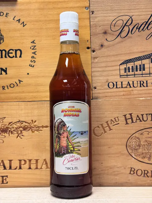 Fles Ron Miel Indias Canarische honingrum.