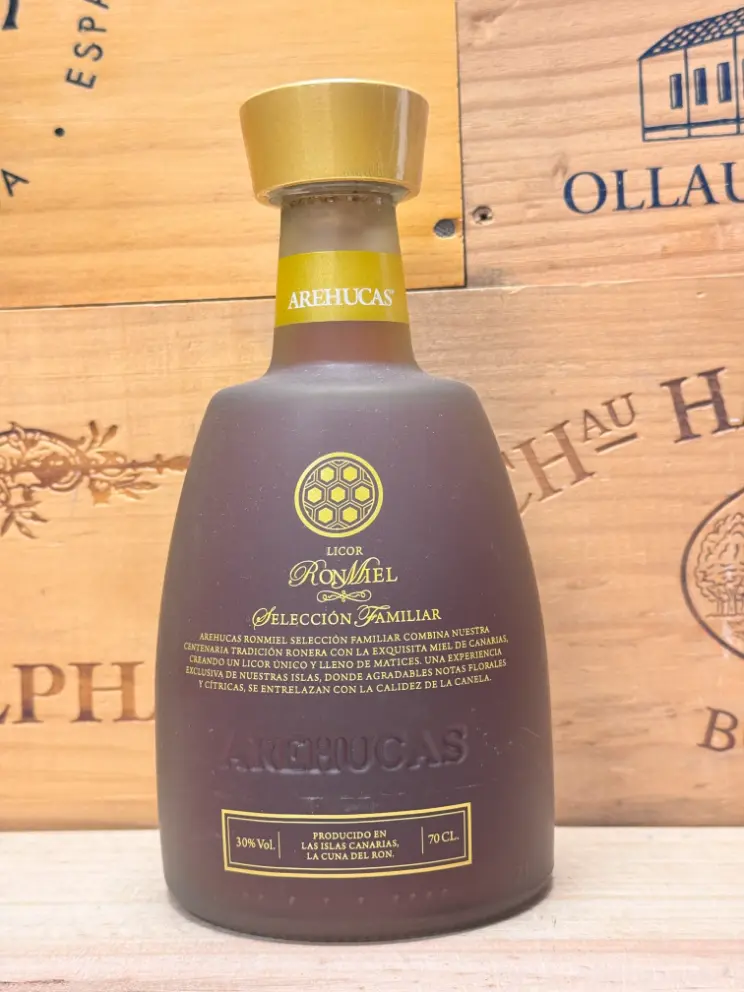 Fles Ron Miel Arehucas Selección Familiar Canarische honingrum.