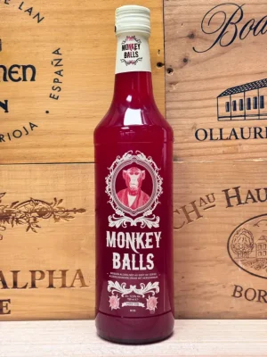 Fles Monkey Balls Cherry Likeur rode fruitlikeur met kersensnoepsmaak.