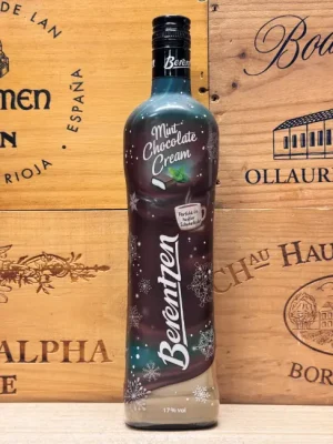 Fles Berentzen Mint Chocolate Cream romige likeur met chocolade- en muntsmaak.