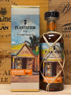 Fles Plantation Extreme Series Barbados 2007 58% vintage rum met dubbele rijping.