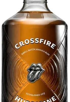 Fles Crossfire Hurricane Gold Rum by The Rolling Stones 2026 Release met opvallend design en gouden kleur
