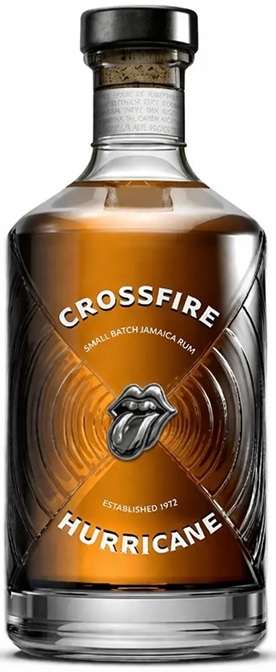 Fles Crossfire Hurricane Gold Rum by The Rolling Stones 2026 Release met opvallend design en gouden kleur