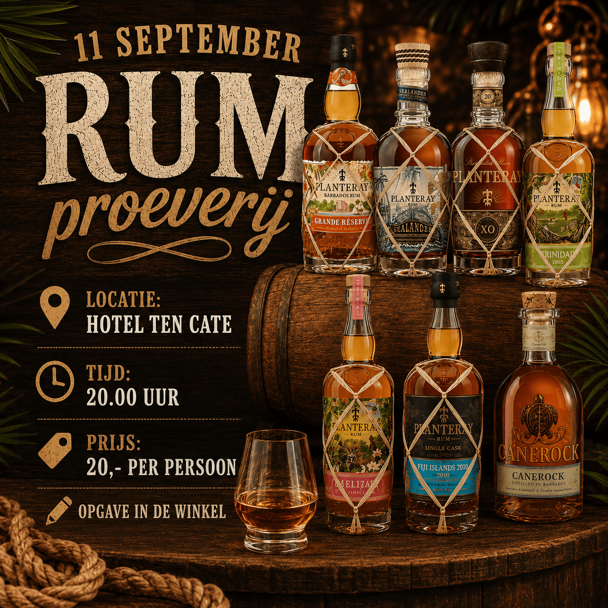 rum proeverij 11 september afbeelding van de Rumproeverij 11 september